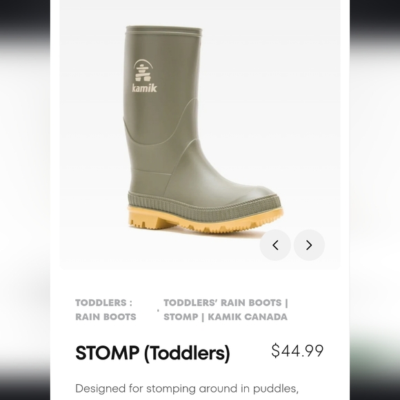 Green TODDLER kamik rain boot - Picture 4 of 4